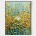 Original hand painted amber gold teal abstract floral oil painting canvas wall art, modern elegant luxury scandinavian nordic living ro