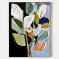 Original hand painted ivory sage navy abstract botanical oil painting canvas wall art, nordic scandinavian elegant luxury modern living