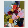 Original hand painted crimson blush floral abstract oil painting canvas wall art, modern elegant luxury botanical nordic scandinavian h