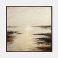 Original hand painted gold ivory coastal abstract oil painting canvas wall art, nordic scandinavian elegant luxury minimalist modern li