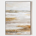Original hand painted desert landscape oil painting canvas wall art, warm sand taupe ochre tones, nordic scandinavian minimalist elegan