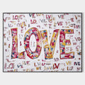Original hand painted crimson gold navy LOVE word abstract oil painting canvas wall art, modern elegant luxury living room interior des