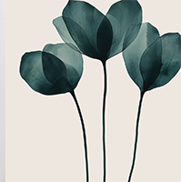 Teal Bloom Organic Painting Art - Square