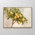 Original hand painted golden yellow lemon tree botanical oil painting canvas wall art, nordic scandinavian elegant luxury modern kitchen dining room h