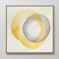 Hand painted original golden yellow grey overlapping organic circle oil painting canvas wall art, nordic scandinavian elegant luxury minimalist modern