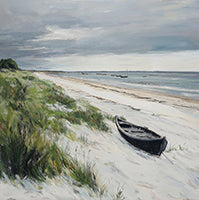 Mist Ebb Nordic Coastal Painting Art - Square