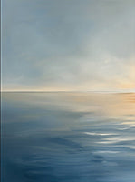 Golden Stillness Coastal Painting Art - Set of 2