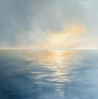 Golden Stillness Coastal Soft Painting Art - Square