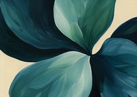 Teal Reverie Botanical Deep Painting Art - Horizontal