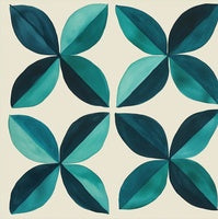 Teal Bloom Geometric Painting Art - Square