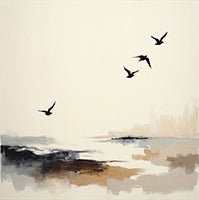Ivory Drift Coastal Painting Art - Square