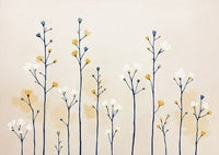 Golden Bloom Botanical Soft Painting Art - Horizontal