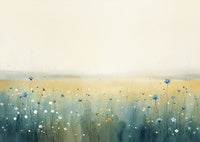 Teal Bloom Atmospheric Deep Painting Art - Horizontal