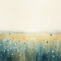Teal Bloom Atmospheric Soft Painting Art - Square