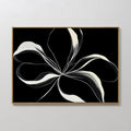 Hand painted original black ivory abstract floral oil painting canvas wall art, nordic scandinavian elegant luxury minimalist modern living room home