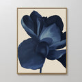 Original hand painted navy blue peony floral oil painting canvas wall art, nordic scandinavian elegant luxury minimalist modern living room home decor