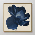 Original hand painted deep navy blue peony botanical oil painting canvas wall art, nordic scandinavian elegant luxury minimalist modern living room ho