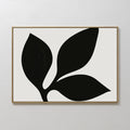 Original hand painted black ivory botanical leaf oil painting canvas wall art, nordic scandinavian elegant luxury minimalist modern home decor interio