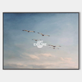 Original hand painted coastal seagulls blue sky oil painting canvas wall art, nordic scandinavian minimalist elegant luxury modern home
