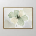 Original hand painted sage green ivory botanical floral oil painting canvas wall art, nordic scandinavian minimalist elegant luxury modern home decor