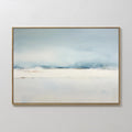Original hand painted misty blue white coastal abstract oil painting canvas wall art, nordic scandinavian elegant luxury minimalist modern living room