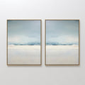 Original hand painted blue white abstract coastal oil painting canvas wall art set of 2, nordic scandinavian elegant minimalist luxury modern home dec