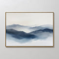 Original hand painted navy indigo misty mountain oil painting canvas wall art, nordic scandinavian elegant minimalist luxury modern living room home d