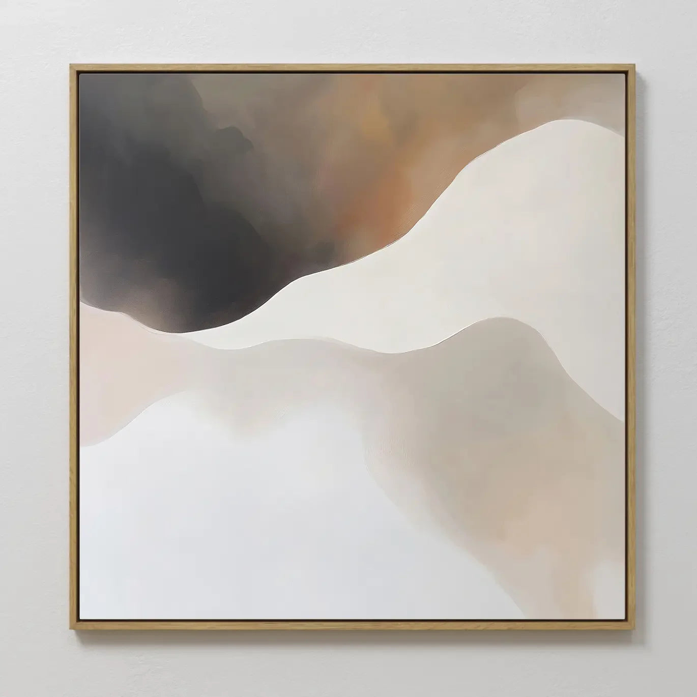 Original hand painted cream charcoal abstract oil painting canvas wall art, nordic scandinavian elegant luxury modern living room home decor interior