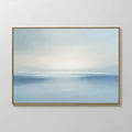 Original hand painted pale blue misty ocean seascape oil painting canvas wall art, nordic scandinavian elegant luxury minimalist modern coastal home d