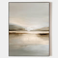 Original hand painted misty lake landscape oil painting canvas wall art, soft taupe ivory grey tones, nordic scandinavian minimalist el