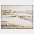 Original hand painted warm sand ivory taupe abstract desert landscape oil painting canvas wall art, nordic scandinavian minimalist eleg