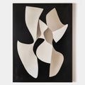 Original hand painted black ivory organic abstract oil painting canvas wall art, nordic scandinavian elegant luxury minimalist modern l