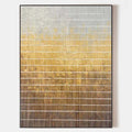 Original hand painted ochre amber geometric grid oil painting canvas wall art, nordic scandinavian minimalist elegant luxury modern liv