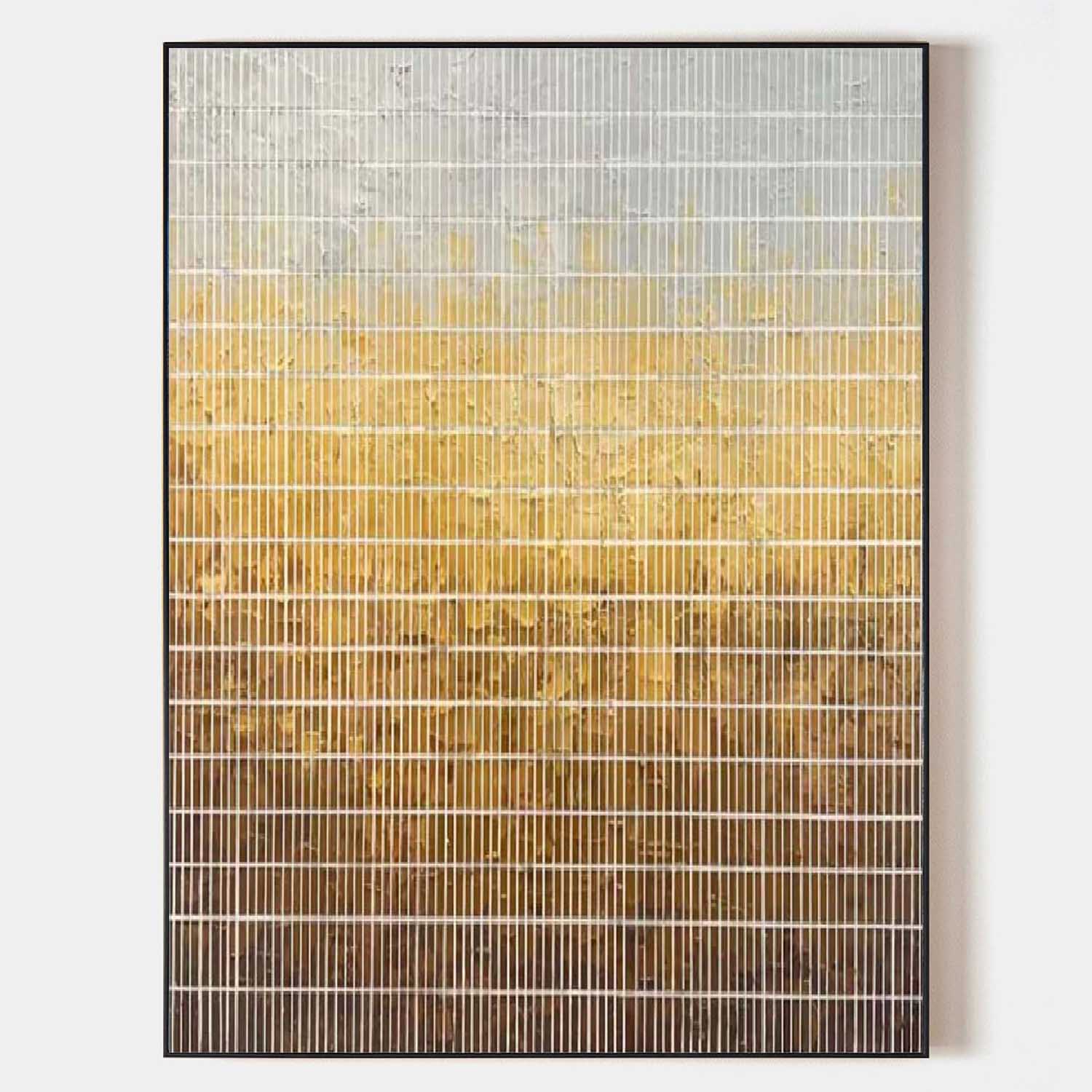 Original hand painted ochre amber geometric grid oil painting canvas wall art, nordic scandinavian minimalist elegant luxury modern liv