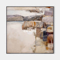 Original hand painted sienna grey ivory coastal abstract oil painting canvas wall art, nordic scandinavian elegant luxury modern home d