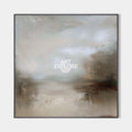 Original hand painted misty grey taupe abstract landscape oil painting canvas wall art, nordic scandinavian elegant luxury modern livin