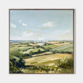 Original hand painted green and golden valley landscape oil painting canvas wall art, nordic scandinavian elegant luxury modern living