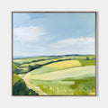 Original hand painted green valley landscape oil painting canvas wall art, nordic scandinavian elegant luxury modern living room interi