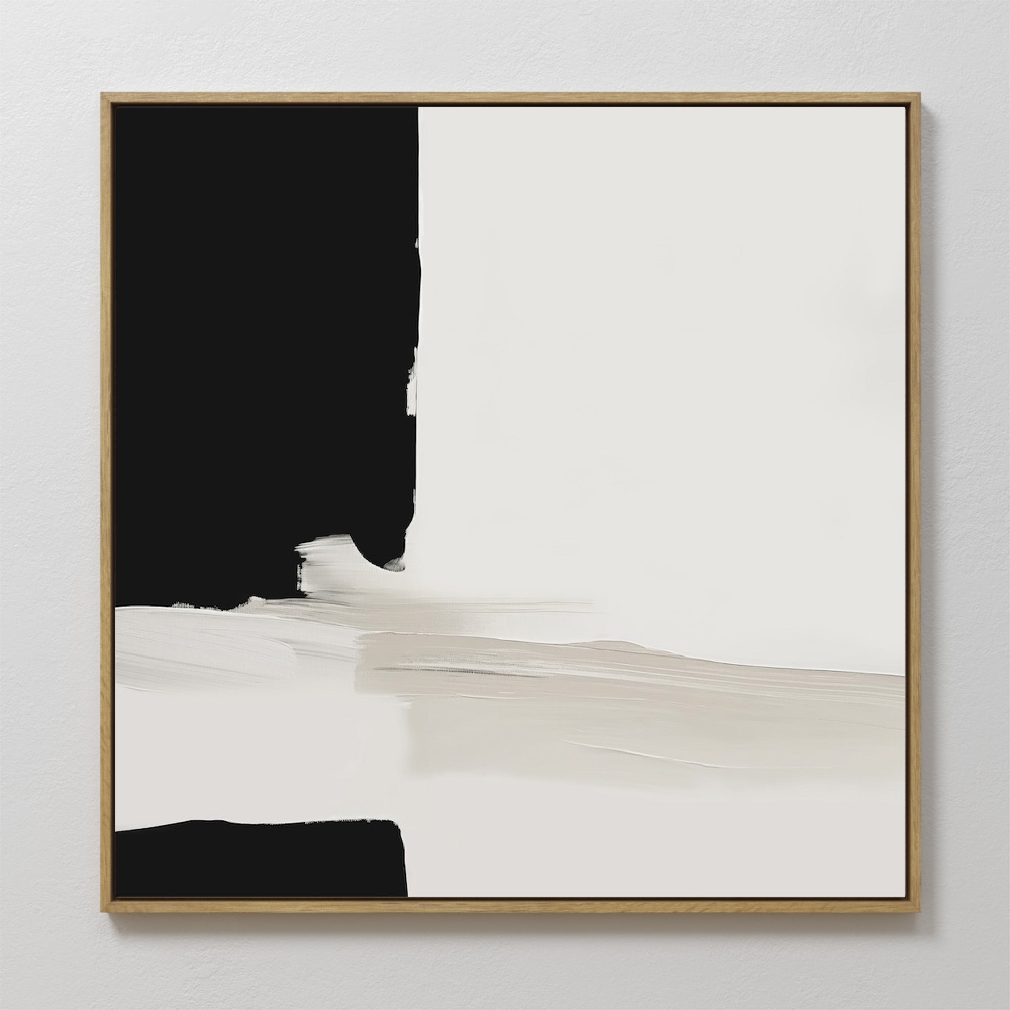 Original hand painted black ivory abstract oil painting canvas wall art, bold geometric nordic scandinavian elegant luxury modern living room home dec