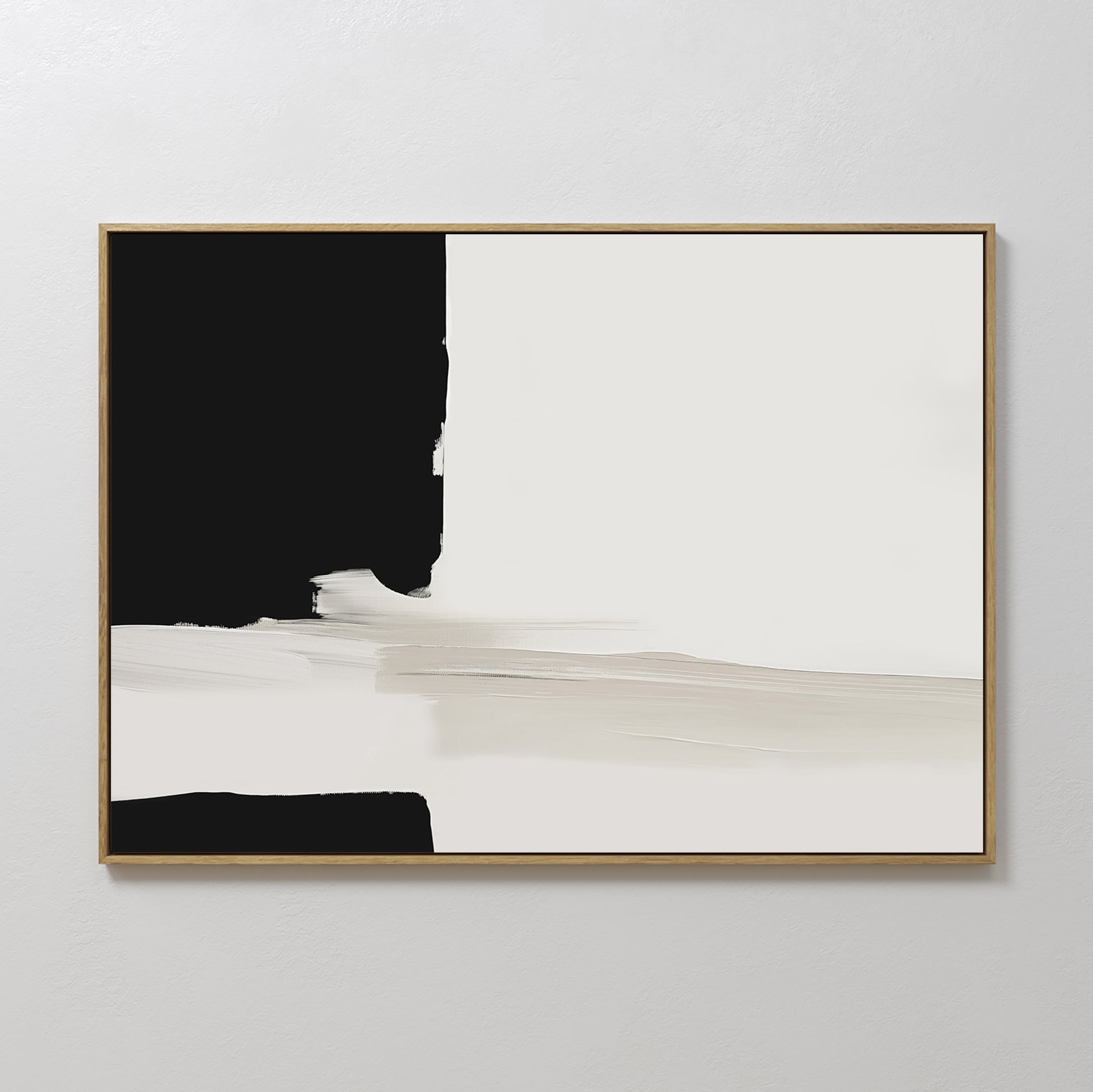 Original hand painted black ivory abstract oil painting canvas wall art, bold minimalist brushstroke nordic scandinavian elegant luxury modern home de