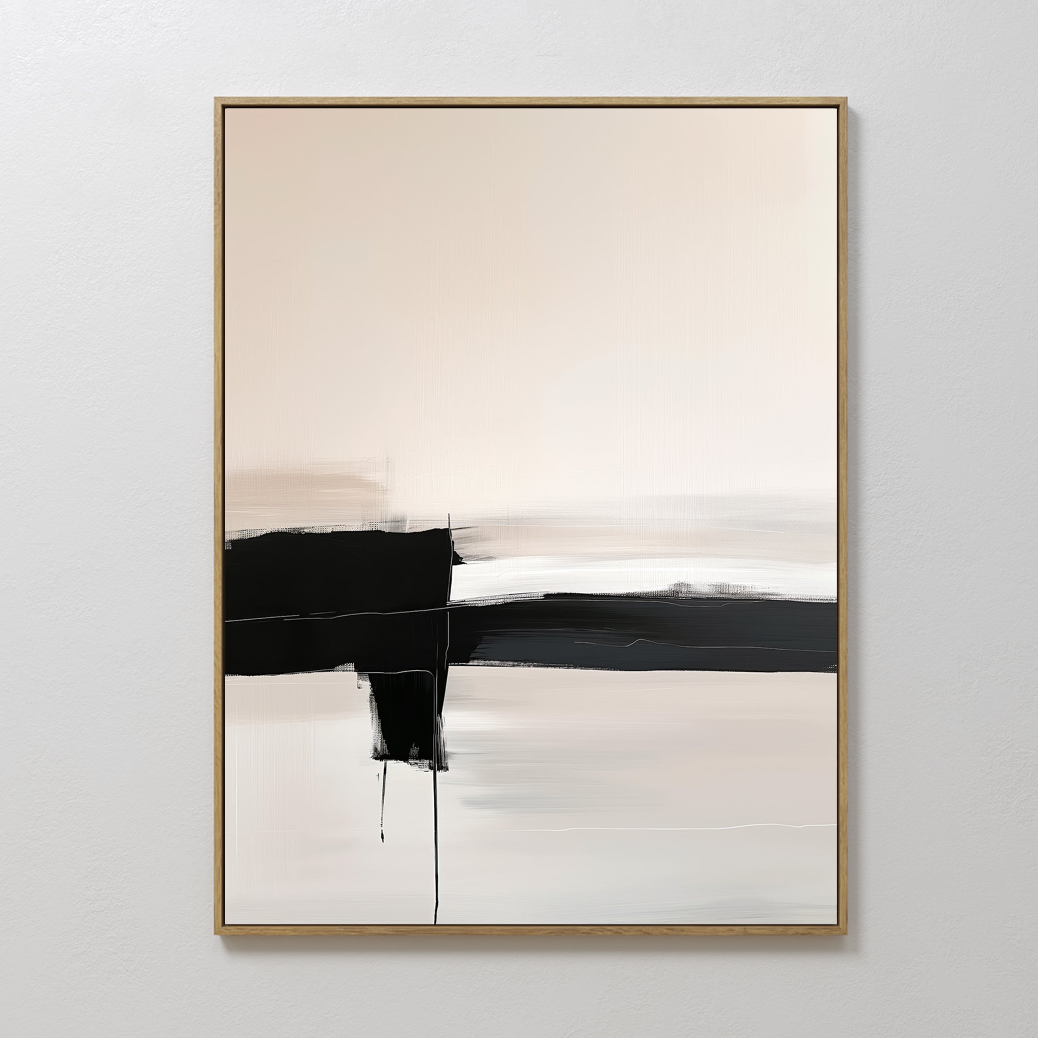 Hand painted original black beige abstract oil painting canvas wall art, bold brushstrokes nordic scandinavian elegant luxury minimalist modern home d