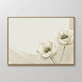 Original hand painted ivory white anemone floral oil painting canvas wall art, nordic scandinavian elegant luxury minimalist modern living room home d