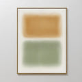 Original hand painted ochre and sage green soft blurred rectangle abstract oil painting canvas wall art, nordic scandinavian elegant luxury modern min