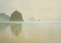 Golden Stillness Coastal Pure Painting Art - Horizontal