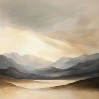 Golden Solitude Atmospheric Painting Art - Square
