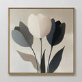 Hand painted original ivory charcoal tulip oil painting canvas wall art, nordic scandinavian elegant luxury minimalist modern botanical home decor int