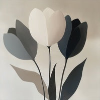 Ivory Bloom Minimalist Painting Art - Square