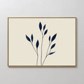Original hand painted navy blue botanical stems leaves oil painting canvas wall art, nordic scandinavian elegant minimalist luxury modern home decor i