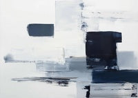 Midnight Stillness Abstract Deep Painting Art - Horizontal