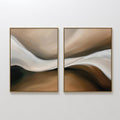 Original hand painted amber brown ivory fluid abstract oil painting canvas wall art set of 2, nordic scandinavian elegant luxury modern living room ho